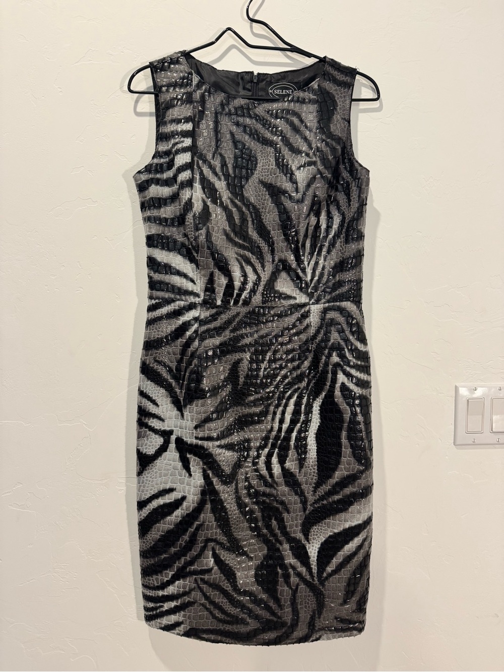 Vintage Zebra Crocodile Embossed Sheath Dress- Small- Mob Wife Y2K Edgy Alt Goth